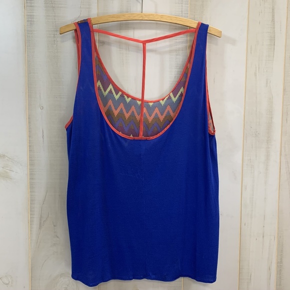 Daytrip Blue Hot Orange Tank Top Multi Large - Picture 2 of 3